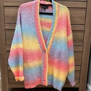 Blank NYC Pink and Blue Cardigan Sweater